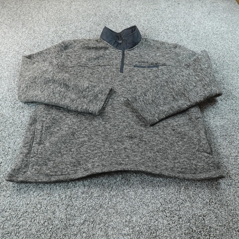 Eddie Bauer Sweater Mens 2XL Gray Knit 1/4 Zip Mock Neck Pullover Sweatshirt Top